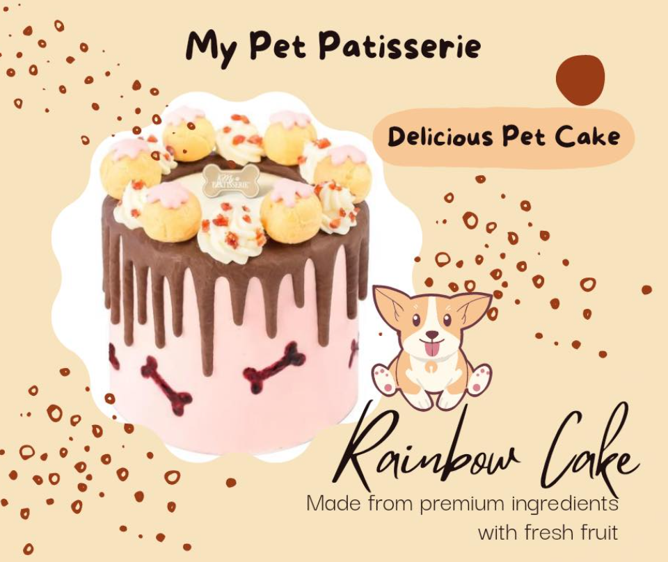 香港新鮮My Pet Patisserie (美柏斯)寵物蛋糕訂製「彩虹蛋糕 2 磅」*冷凍品 【貓狗食】