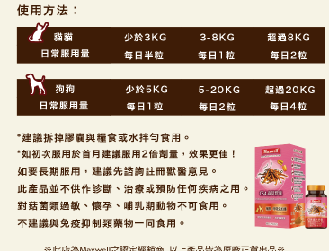 Maxwell|CS4蟲草膠囊60粒 貓狗食用 適合哮喘·呼吸道健康需要或有助腎臟健康