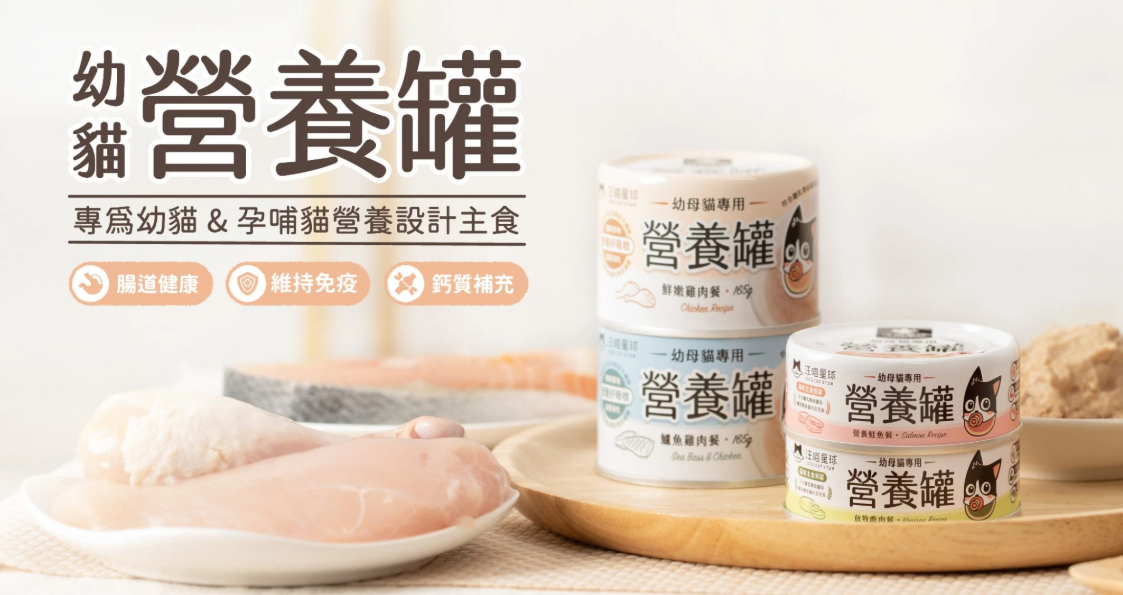【黃金發育期專用】*汪喵星球* 幼母貓營養無膠主食罐 (80g) | 4款口味・高鈣發育配方・絕不含卡拉膠