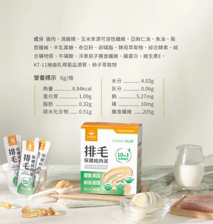 汪喵星球 排毛保健純肉泥 【貓狗食用】*排走消化不到的毛髮，以防嘔吐！ 6gx2包裝 / 6g x 20包裝一盒