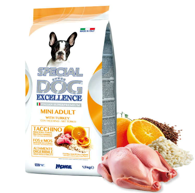 意大利Special Dog Execellence | 火雞柑橘小型成犬健體配方（迷你粒粒款）全年齡狗糧 1.5kg