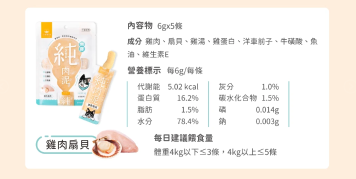汪喵星球 無膠純肉泥(5條/包)-選購3包以上每包$16 *真湯純肉０添加  *０澱粉*０誘食劑 *０膠類  *100% 天然食材製作  【貓狗零食】高品質寵物零食