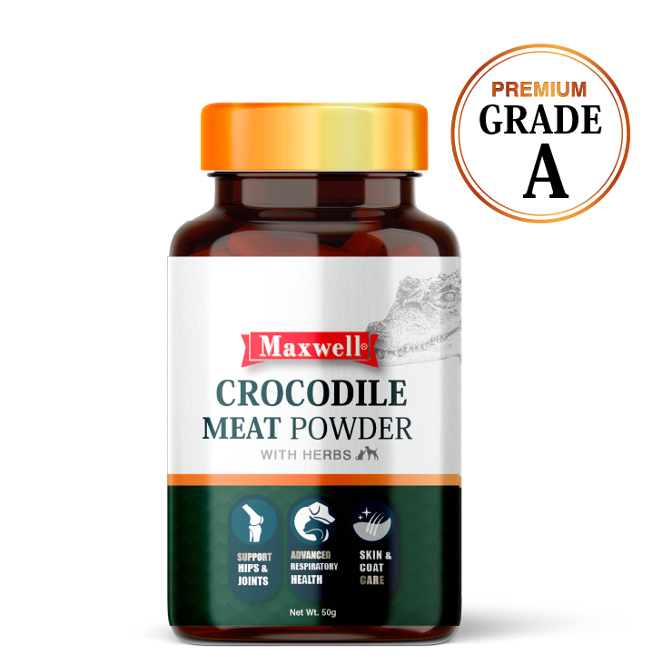 Maxwell Wild®⎜Grade A 泰國純鱷魚肉川貝粉-加強版 50g 貓狗食用 *適合氣管敏感