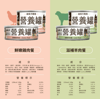 【汪喵星球】 幼母犬 95% 營養無膠主食罐 80g | 幼犬離乳骨骼發育狗罐頭 雞肉$16/羊肉$18