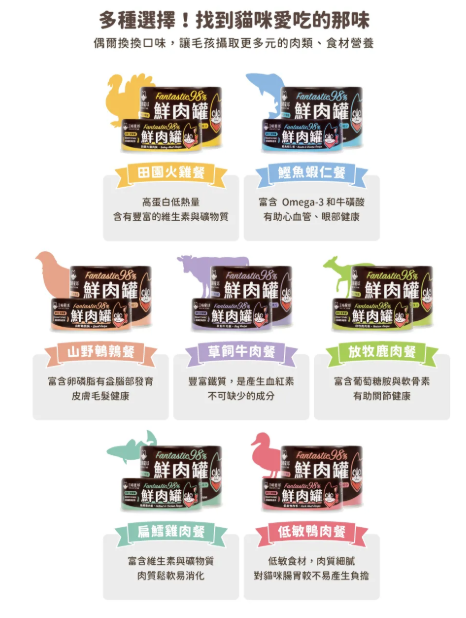 【汪喵星球】 貓用 Fantastic 98% 鮮肉無膠主食罐 80g | 貓罐頭 補水無膠貓主食罐 單罐$16