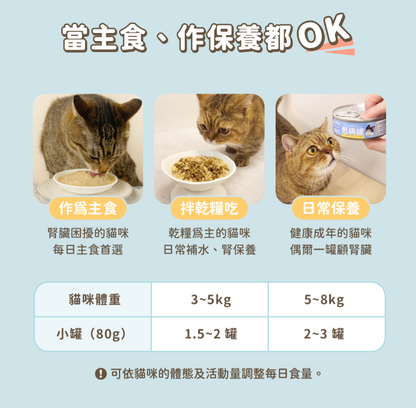 【腎臟與熟齡貓照護】汪喵星球 *貓咪低磷低蛋白無膠主食罐 (80g) | 多款口味・輕鬆補水・減輕身體負擔