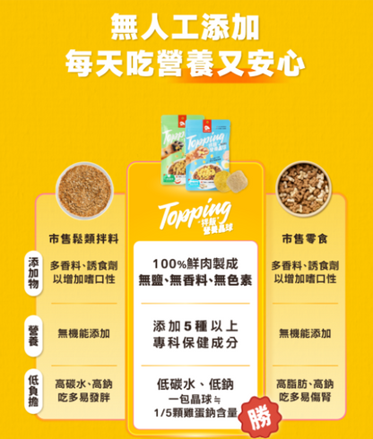 台灣【HeroMama】 Topping拌飯營養晶球 | 凍乾挑食拌料 貓狗通用 補水兼保健 (單包裝)
