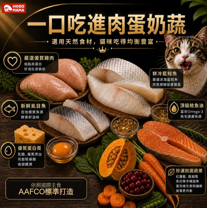 台灣【HeroMama】 益生菌晶球夾心糧 | 30億益生菌 凍乾三拼 貓咪主糧 全齡貓貓配方 400g/1.5kg/4.5kg