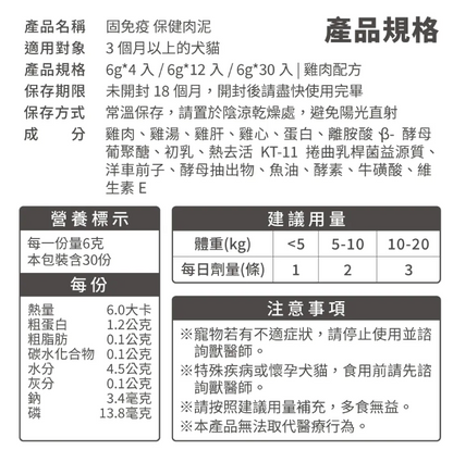 台灣【毛掌醫學】固免疫 保健肉泥 | 7合1複方 提升貓狗抵抗力 離胺酸足量 寵物免疫保健 (4條/30條入)