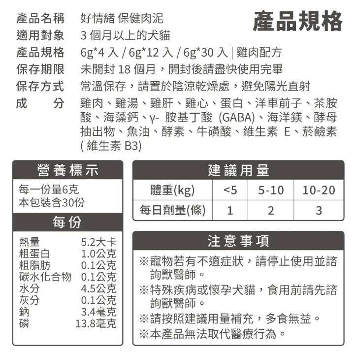 台灣【毛掌醫學】好情緒 保健肉泥 | 寵物舒壓保健 貓狗適用 ‘’嗜口性極佳‘’