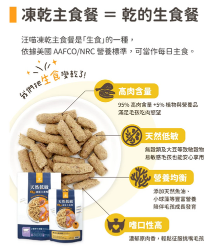 台灣【汪喵星球】狗狗脫水生肉糧 80g / 500g（安心雞／草飼牛｜95%超高含肉量｜冷凍乾燥生食餐）