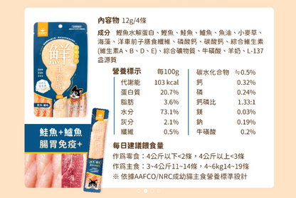 【汪喵星球】‘貓用’美味水解鮮主食泥 14g x 4條/包（4款口味可選）適合挑食貓