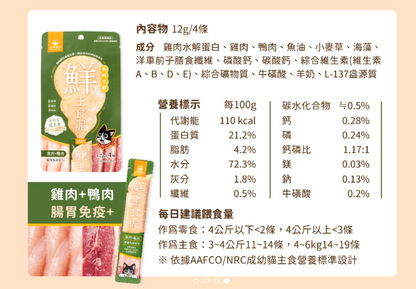 【汪喵星球】‘貓用’美味水解鮮主食泥 14g x 4條/包（4款口味可選）適合挑食貓