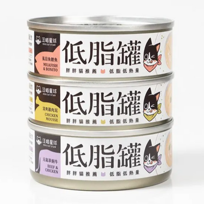 台灣【汪喵星球】貓咪低脂無膠主食罐 80g（4款口味｜體重控制／低卡首選）