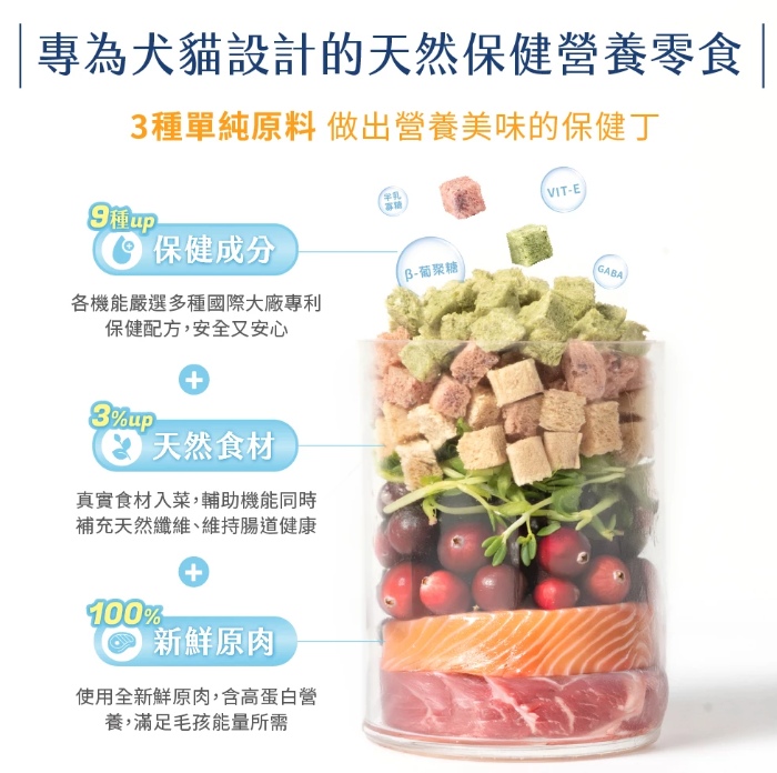 【汪喵星球】機能保健丁 (款) ｜ 凍乾零食 X 機能保養雙效合一・100%新鮮原肉製成（邊吃邊保養・犬貓適用）