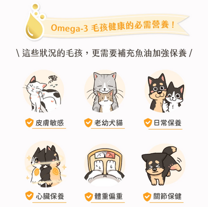 汪喵星球 魚油保健純肉泥 【貓狗食用】全方位保健心臟·皮毛·體重·關節·老幼貓狗·免疫·神經等...6gx2包裝 / 6g x 20包裝一盒