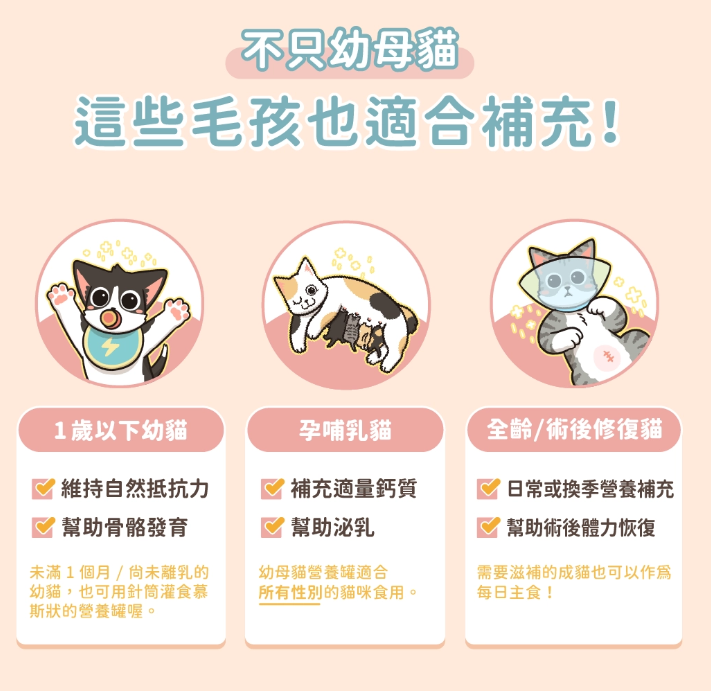 【黃金發育期專用】*汪喵星球* 幼母貓營養無膠主食罐 (80g) | 4款口味・高鈣發育配方・絕不含卡拉膠