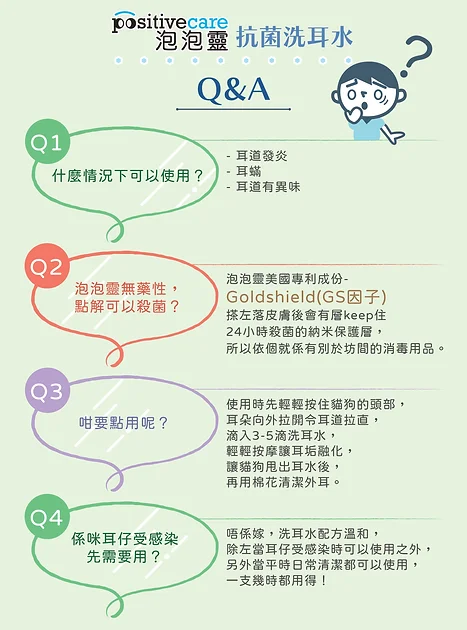 美國Positive Care 泡泡靈 貓狗抗菌洗耳水 30ml | 24小時長效除耳蟎 去耳垢 寵物清耳液【貓狗外用】