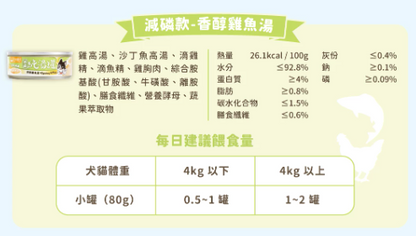 汪喵星球 無膠慢燉純湯罐 (減磷香醇雞魚湯) 80g 【貓狗可食】補水