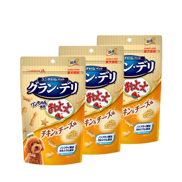 【日本嬌聯 Unicharm】Gran Deli x 森永狗狗酥脆魚仔餅 餅乾 雞肉芝士味 50g（非油炸小食｜含鈣護骨）