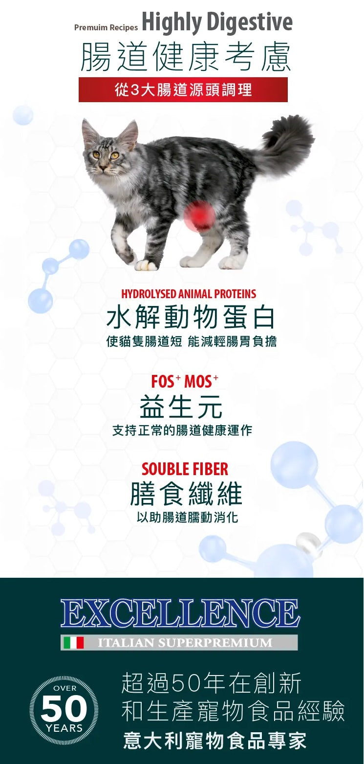 意大利Lechat Excellence®丨雞肉蘋果高齡貓日常配方1.5kg   老貓糧