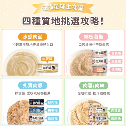 汪喵星球｜貓咪益菌PRO+ 綿密肉泥主食罐(綿密慕斯質地) : 營養全雞 80g / 165g  【貓咪食】