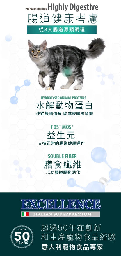 意大利Lechat Excellence®丨雞肉蘋果 特效去毛球配方 1.5kg 成貓糧