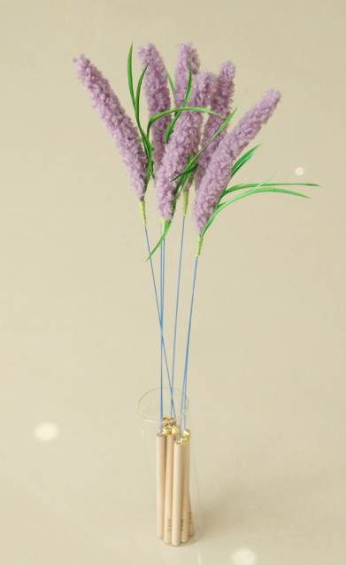 【日系自嗨神器】仿真狗尾草薰衣草逗貓棒 (44cm長桿/帶鈴鐺) | 貓咪互動耐咬解悶玩具  花花長16cm
