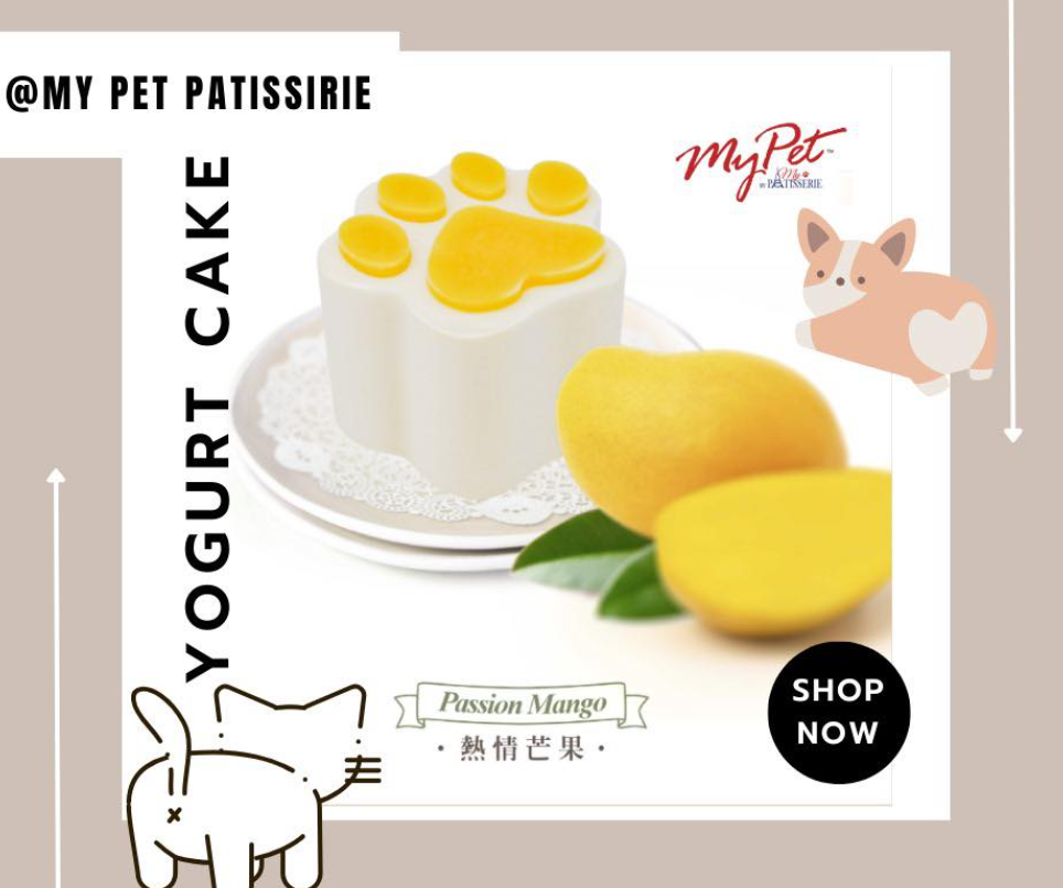 香港工廠新鮮製造My Pet Patisserie 美柏斯「狗狗乳酪蛋糕系列」-水果掌印蛋糕 *手掌心大 +配生日牌+蠟燭 * 【狗狗食】