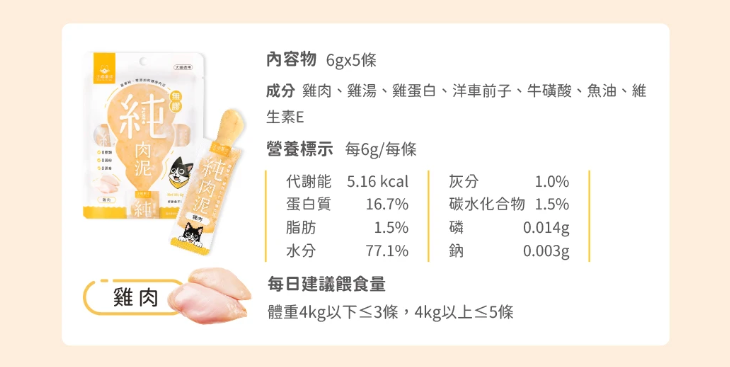 汪喵星球 無膠純肉泥(5條/包)-選購3包以上每包$16 *真湯純肉０添加  *０澱粉*０誘食劑 *０膠類  *100% 天然食材製作  【貓狗零食】高品質寵物零食