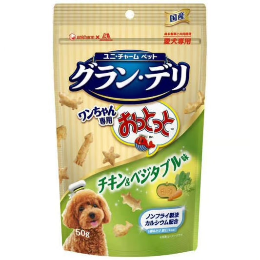【日本嬌聯 Unicharm】Gran Deli x 森永狗狗酥脆魚仔餅 餅乾 雞肉蔬菜味 50g（非油炸小食｜含鈣護骨）