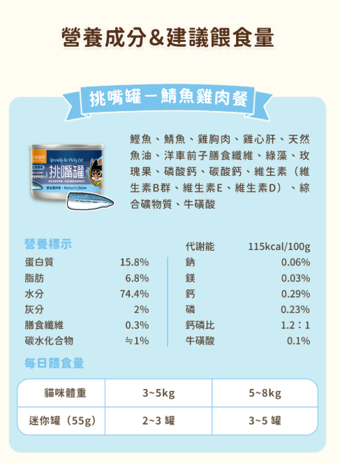 【汪喵星球】 貓迷你無膠主食罐 55g - 挑嘴罐 | 貓罐頭 小份量快速完食輕鬆補水貓咪主食罐頭 單罐 $13
