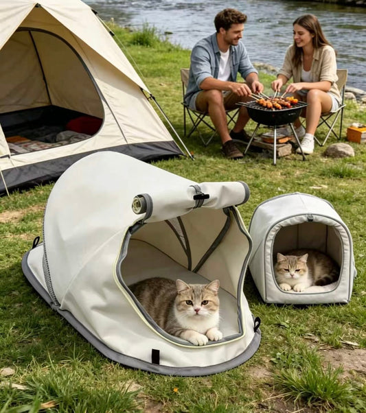 INS風便攜摺疊式寵物帳篷小屋 | 貓咪狗狗戶外露營野餐防水小窩 Pet Tent House（防水加厚牛津布）