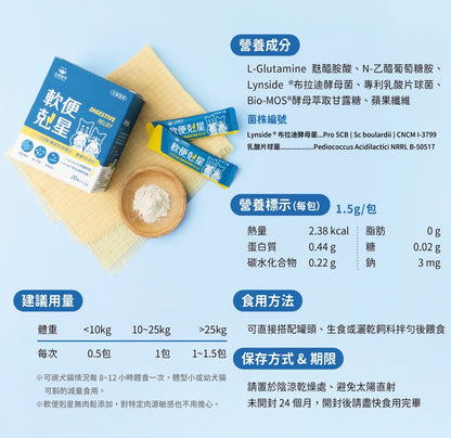 【汪喵星球】軟便剋星益生菌 (兩款規格：50億活菌 快速穩定腸道)｜盒裝20包／3包試食裝<犬貓專用>