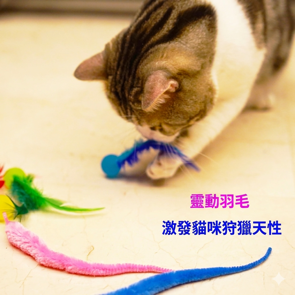 夜光彈力羽毛毛蟲玩具 | Glow-in-the-Dark Feather Cat Toy 貓貓最愛玩具「必備家中，￼可以自己玩到伸俐」