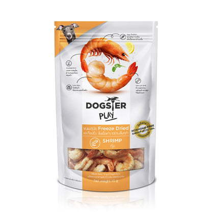 泰國🇹🇭Dogster Play 寵物凍乾鮮蝦抱抱 (連尾無激素) | 100% 天然犬用零食 15g