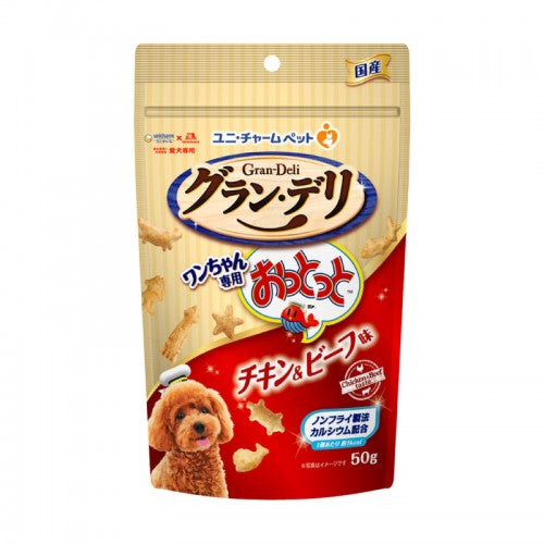 【日本嬌聯 Unicharm】Gran Deli x 森永狗狗酥脆魚仔餅 餅乾 雞肉牛肉味 50g（非油炸小食｜含鈣護骨）