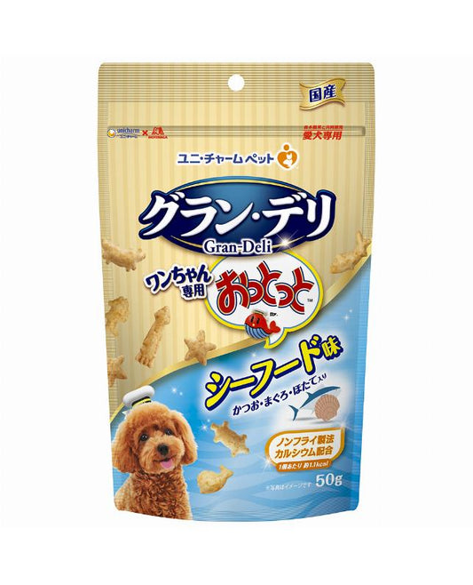 【日本嬌聯 Unicharm】Gran Deli x 森永狗狗酥脆魚仔餅 餅乾 海鮮風味 50g（非油炸小食｜含鈣護骨）
