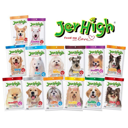 泰國No.1 天然健康JerHigh的經典肉乾條系列 (Stick & Strips)  【狗零食】軟軟易消化~輕鬆地用手掰