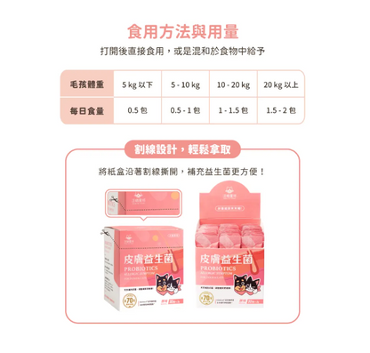 【汪喵星球】皮膚益生菌 (30包/盒) ｜ 益生菌 X 護膚營養雙效合一・舒緩日常抓癢敏感（犬貓通用）