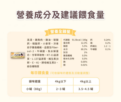 汪喵星球｜貓咪益菌PRO+ 綿密肉泥主食罐(綿密慕斯質地) : 營養全雞 80g / 165g  【貓咪食】